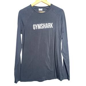 Gymshark Long Sleeve Black Performance Top Size Small | Logo Tee